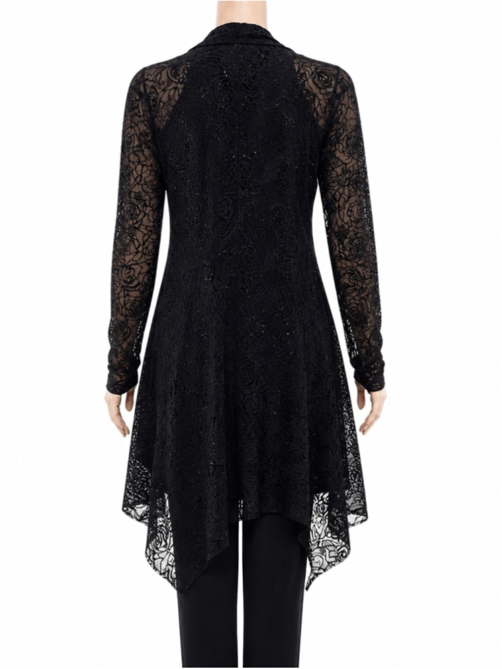 Bianca Nygard Black Sheer Sparkly Rosette Mesh Cardigan – Size L - Picture 8 of 9